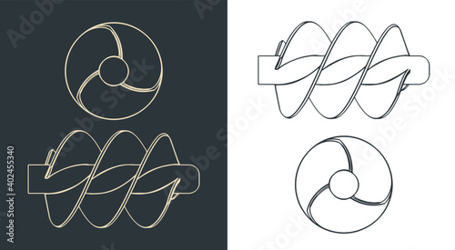 Archimedes screw drawings