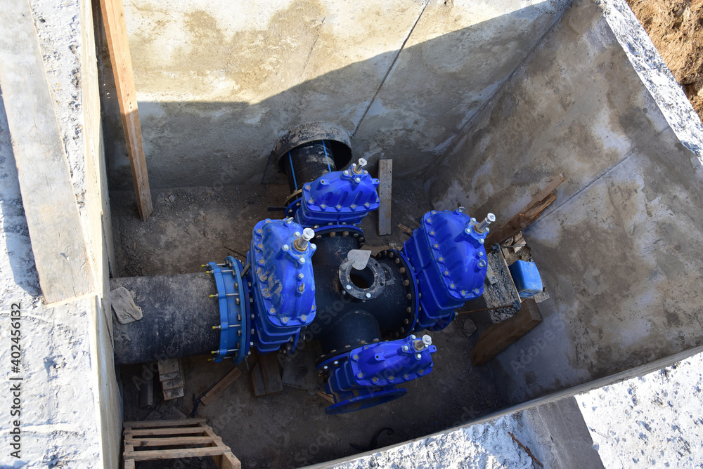 Resilient Seated Gate Valves connect pipeline of water supply in