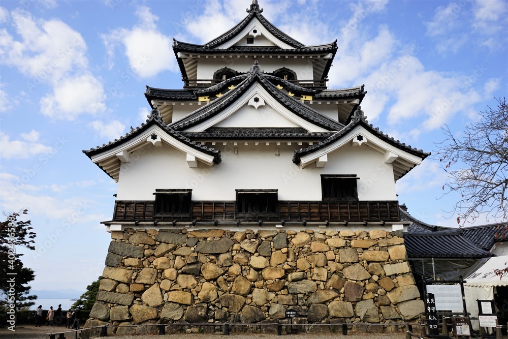 Hikone Castle with Blue Sky in Hikone City of Shiga, Japan - 日本 滋賀県 彦根城 青空 Hikone Castle with Blue Sky in Hikone City of Shiga, Japan - 日本 滋賀県 彦根城 青空