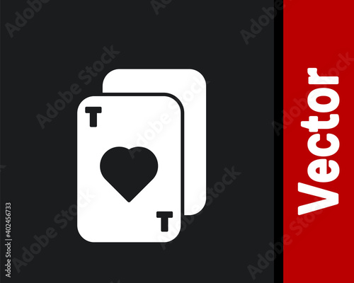 White Playing cards icon isolated on black background. Casino gambling. Vector Illustration.