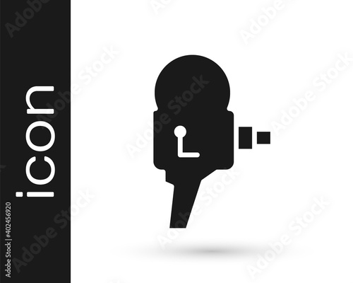 Grey Retro cinema camera icon isolated on white background. Video camera. Movie sign. Film projector. Vector Illustration.