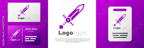 Logotype Medieval sword icon isolated on white background. Medieval weapon. Logo design template element. Vector.