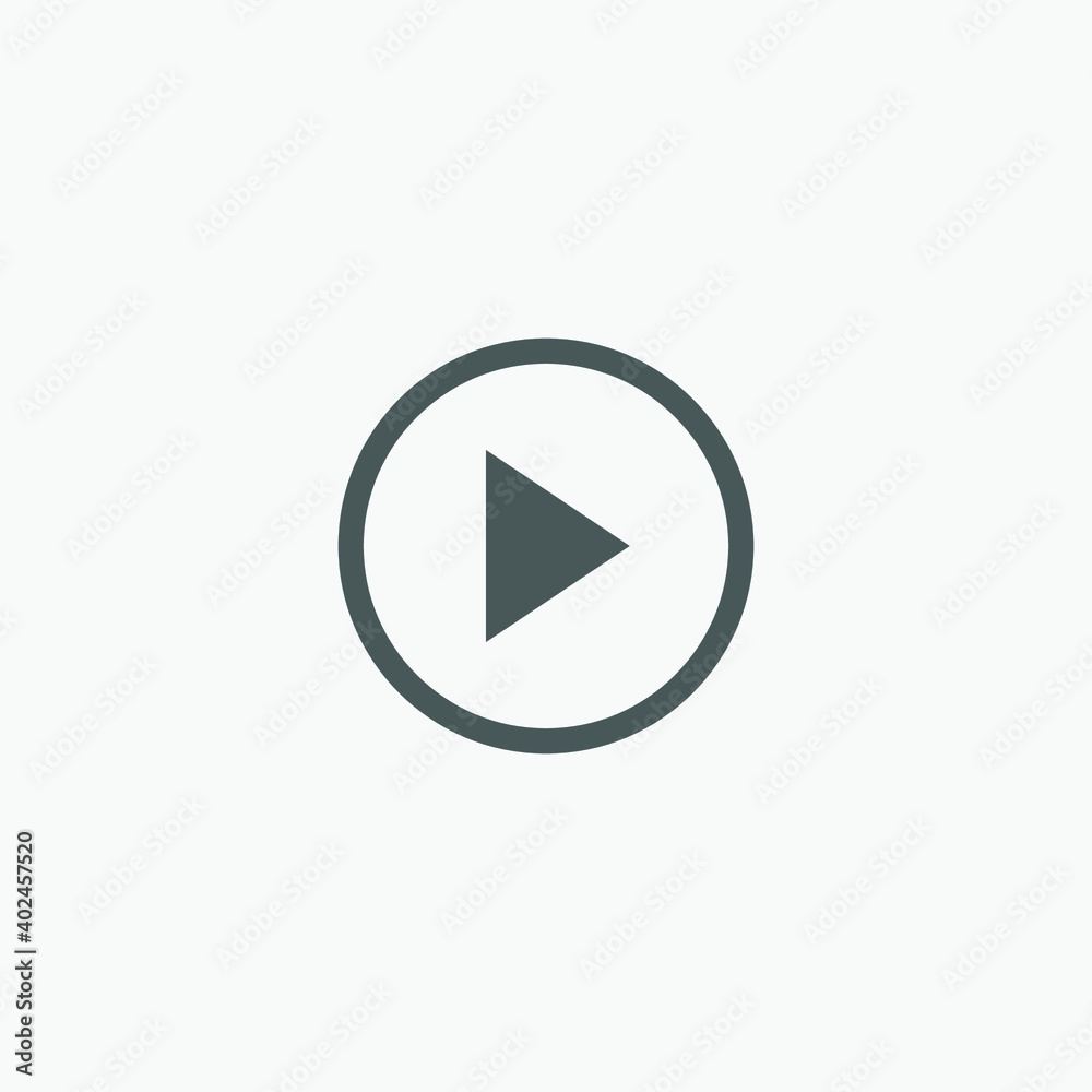 Play button icon in trendy flat style isolated on grey background. Play symbol for your web site design, logo, app, UI. Vector illustration, EPS10. Play button icon in trendy flat style isolated on grey background. Play symbol for your web site design, logo, app, UI. Vector illustration, EPS10.
