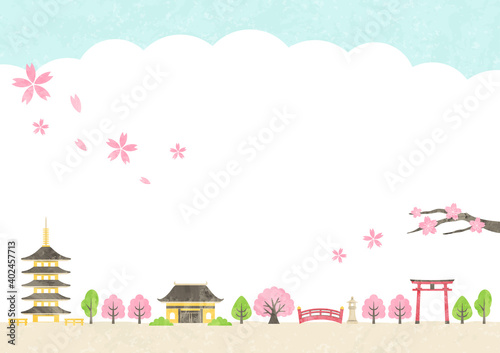 illustration of Japanese traditional town