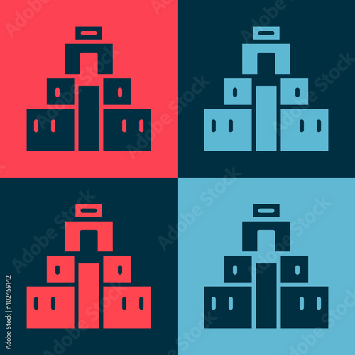 Pop art Chichen Itza in Mayan icon isolated on color background. Ancient Mayan pyramid. Famous monument of Mexico. Vector.