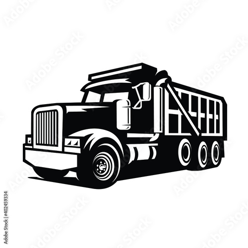 Dump Truck Vector Isolated Image. Tipper Truck Silhouette Vector EPS