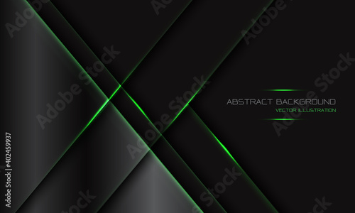 Foto Abstract dark grey metallic geometric green light line slash with blank space design modern luxury futuristic technology background vector illustration