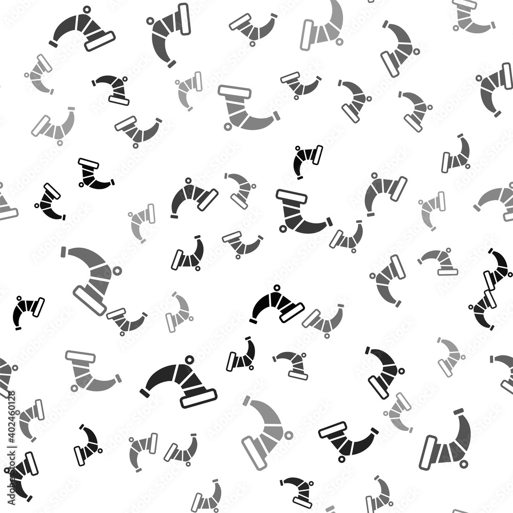 Black Hunting horn icon isolated seamless pattern on white background. Vector.