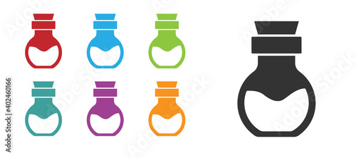 Poison in bottle icon isolated on white background. Bottle of poison or poisonous chemical toxin. Vector.