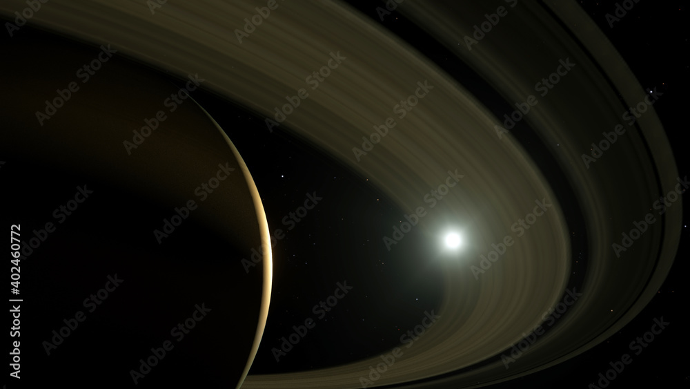 Sunlight through saturn ring