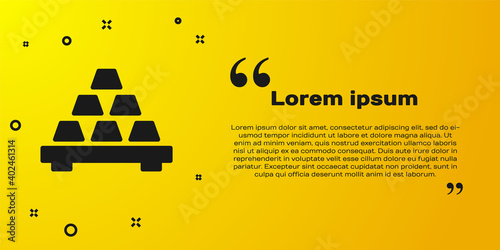 Black Gold bars icon isolated on yellow background. Banking business concept. Vector.