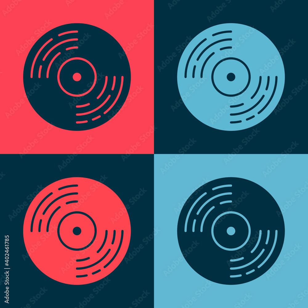 Pop art Vinyl disk icon isolated on color background. Vector. Pop art Vinyl disk icon isolated on color background. Vector.