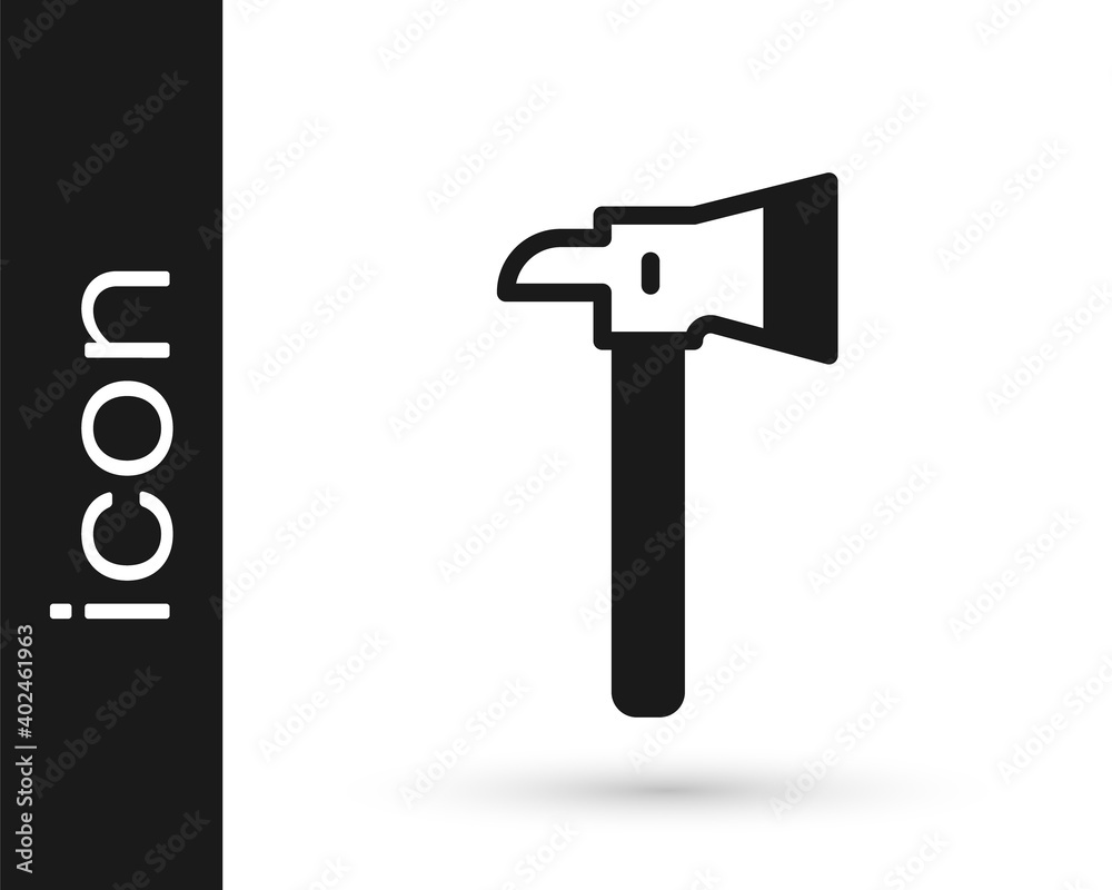 Black Firefighter axe icon isolated on white background. Fire axe. Vector. Black Firefighter axe icon isolated on white background. Fire axe. Vector.