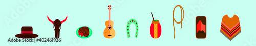 set of gaucho cartoon icon design template with various models. vector illustration isolated on blue background