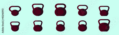 set of kettle bell cartoon icon design template with various models. vector illustration isolated on blue background