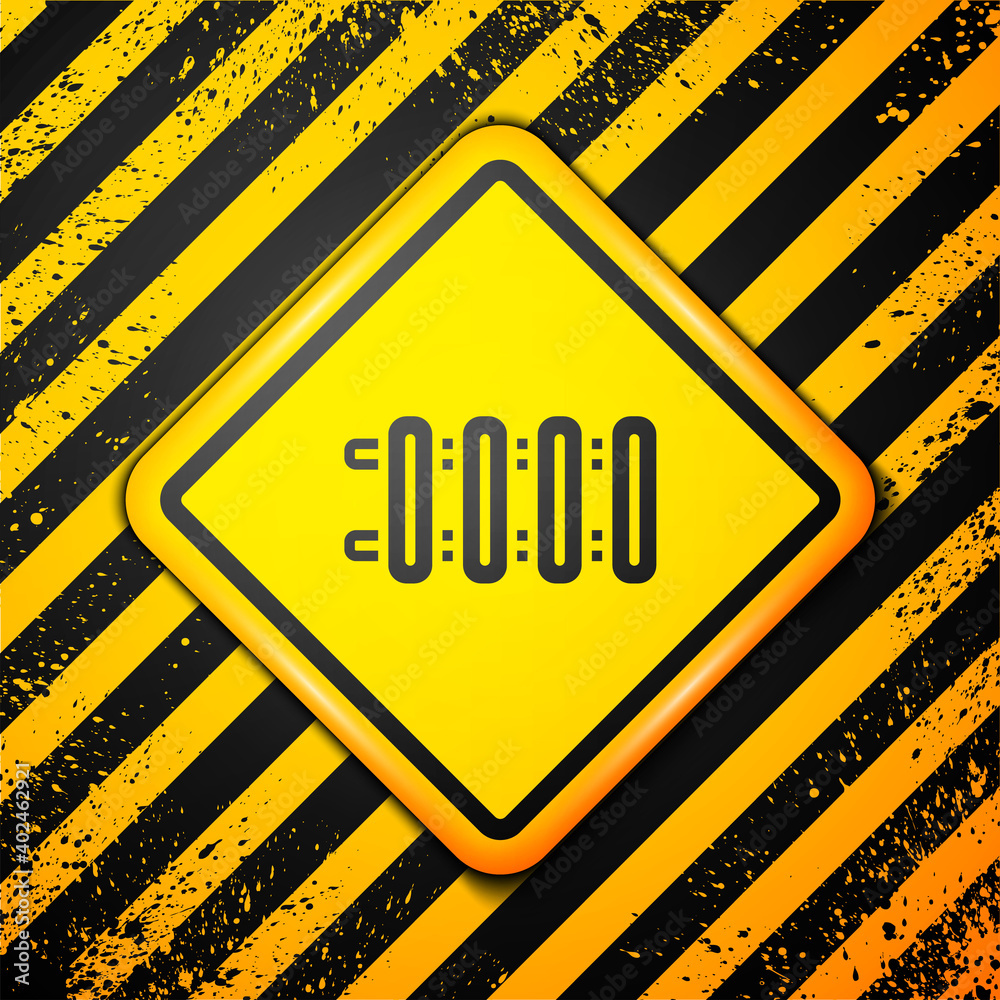Black Heating radiator icon isolated on yellow background. Warning sign. Vector. Black Heating radiator icon isolated on yellow background. Warning sign. Vector.