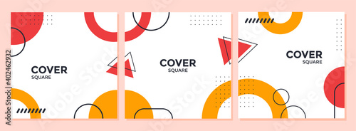 Trendy abstract geometric cover template. Square banner for social media posts, feeds, web, internet ads.