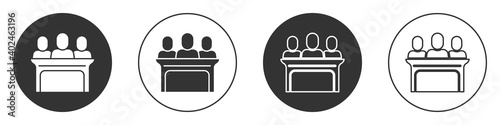 Black Jurors icon isolated on white background. Circle button. Vector.