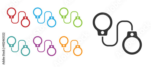 Black Handcuffs icon isolated on white background. Set icons colorful. Vector.