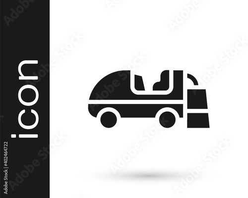 Black Ice resurfacer icon isolated on white background. Ice resurfacing machine on rink. Cleaner for ice rink and stadium. Vector.