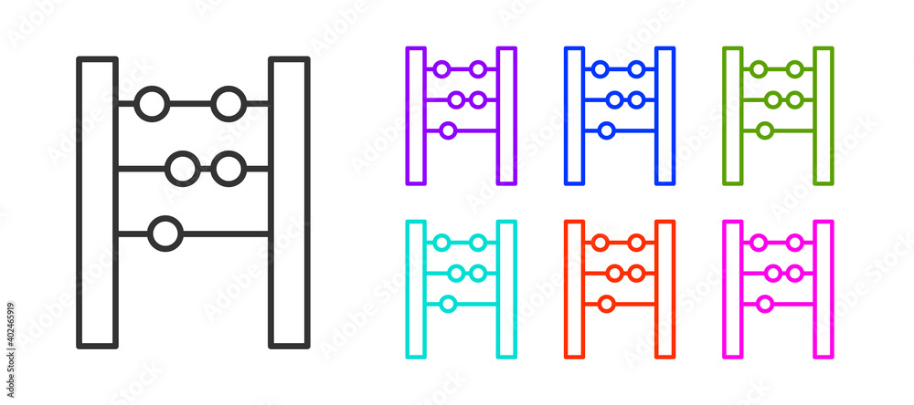 Black line Abacus icon isolated on white background. Traditional counting frame. Education sign. Mathematics school. Set icons colorful. Vector. Black line Abacus icon isolated on white background. Traditional counting frame. Education sign. Mathematics school. Set icons colorful. Vector.