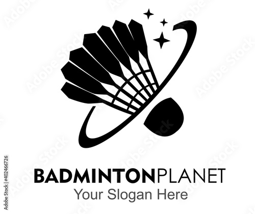 badminton planet modern logo design concept