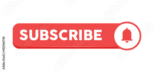 Subscribe click button with bell icon. Video social media platform.