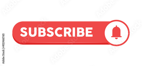 Subscribe click button with bell icon. Video social media platform.