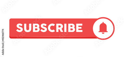 Subscribe click button with bell icon. Video social media platform.