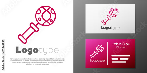 Logotype line DNA research, search icon isolated on white background. Magnifying glass and dna chain. Genetic engineering, cloning, paternity testing. Logo design template element. Vector.