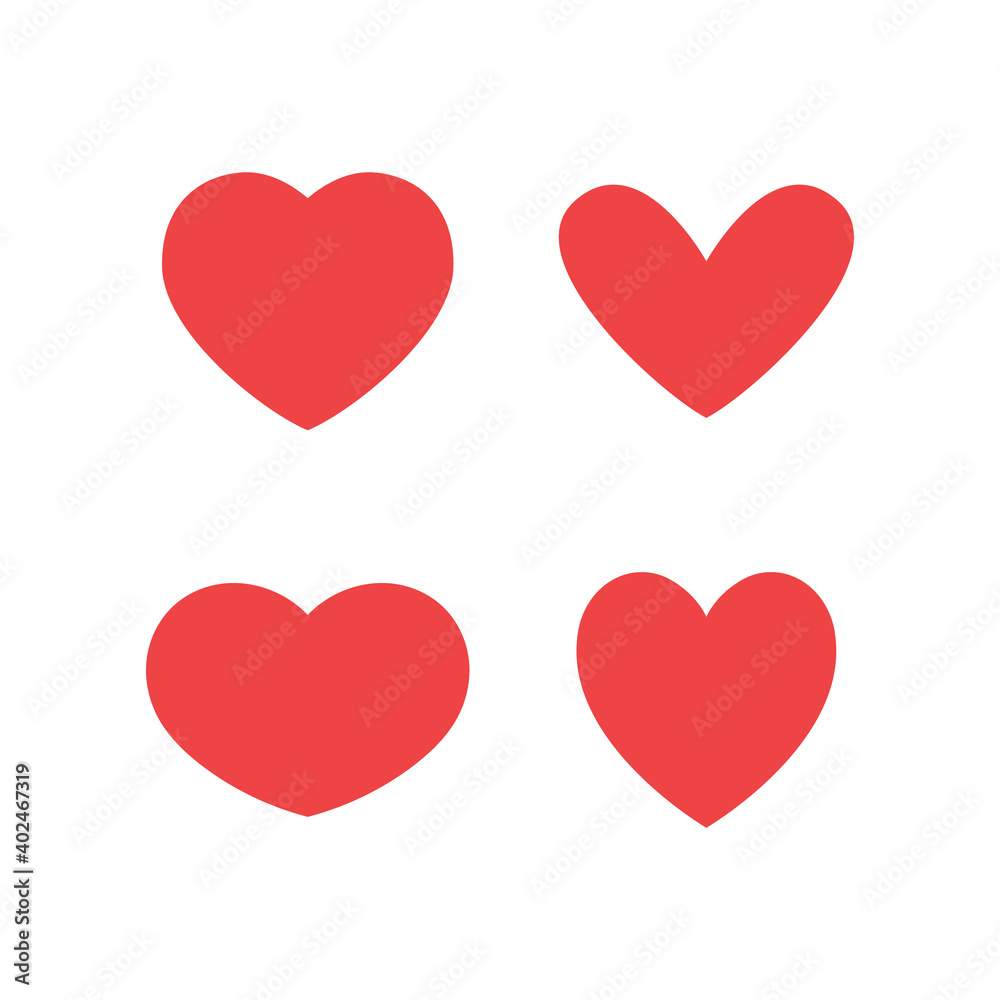 Heart icons collection. Vector designs in shape of hearts. Love , care and valentine's day symbol.