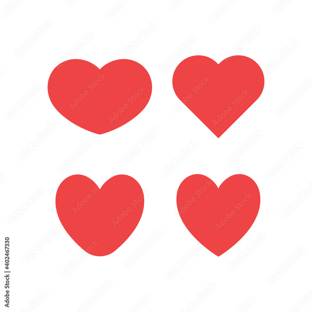 Heart icons collection. Vector designs in shape of hearts. Love , care and valentine's day symbol.