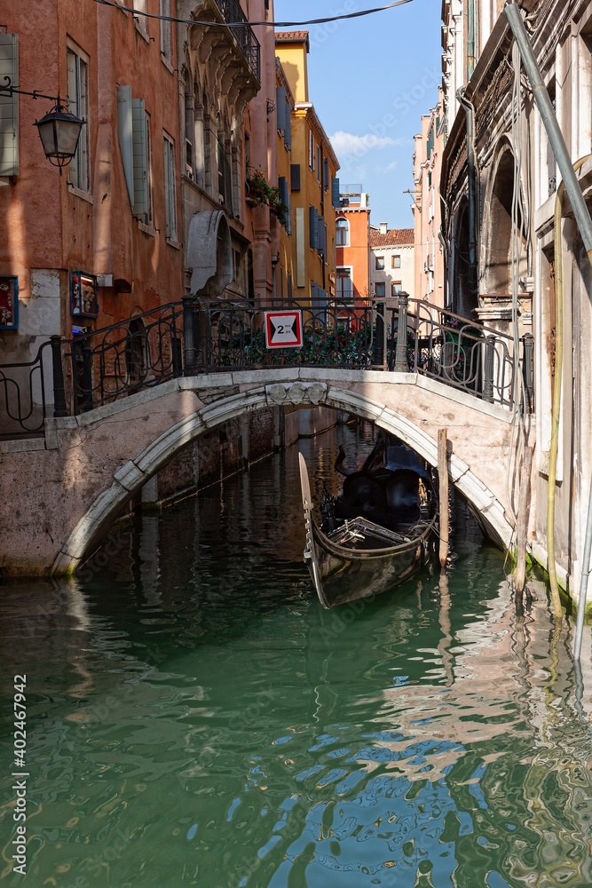 Canals, bridges and gondolas. The ancient city of Venice.