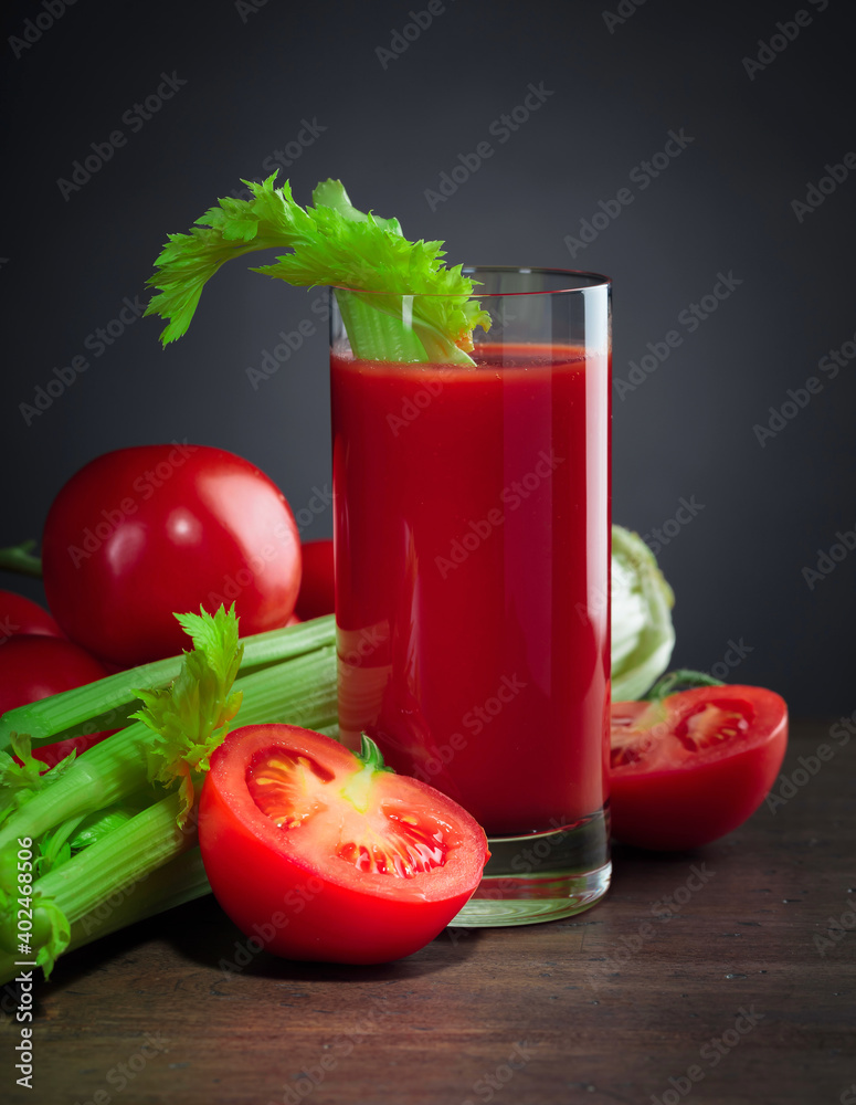 Tomato juice with celery sticks Tomato juice with celery sticks