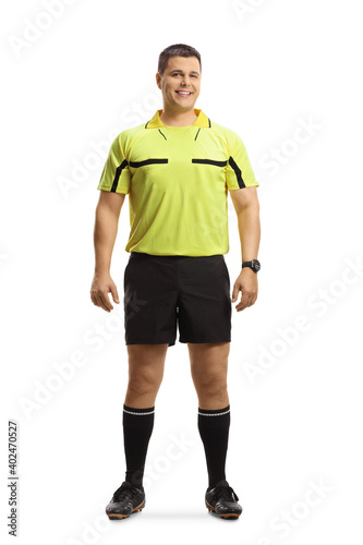 Full length portrait of a sports football referee posing