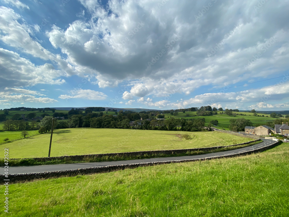 Country landscape, with the B6478 road, near the village of, Slaidburn, Clitheroe, UK