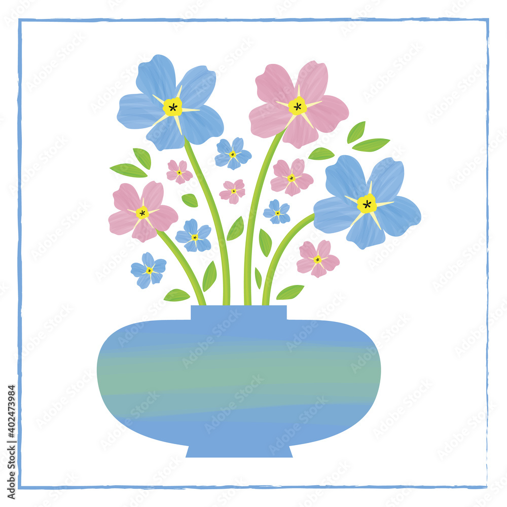 Vase of floral isolated illustration. Painterly