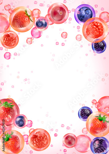 Fototapeta Naklejka Na Ścianę i Meble -  mixed berries splash in water soda