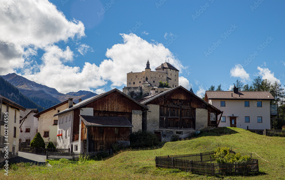 Tarasp and the Castle of Tarasp, Lower Engadine, Switzerland Tarasp and the Castle of Tarasp, Lower Engadine, Switzerland