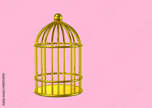Birdcage and freedom concept - 3D