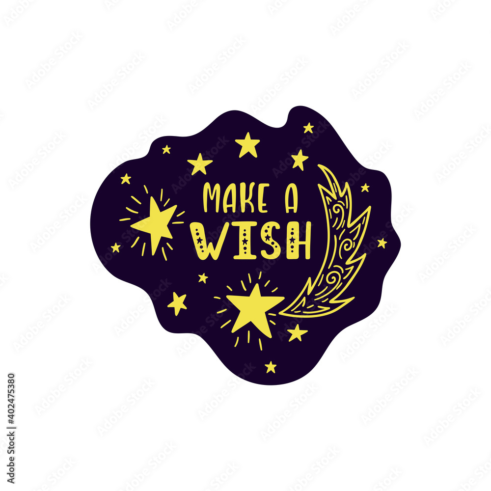 Inspirational vector lettering phrase: We Are Made Of Stars. Hand drawn kid poster. 