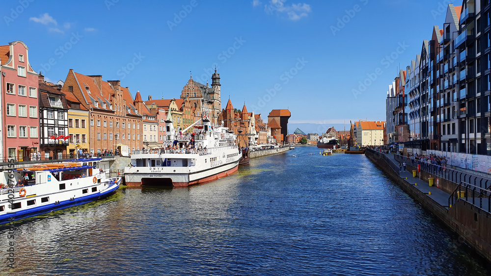 Old town on the Motlawa River in Gdansk, Poland