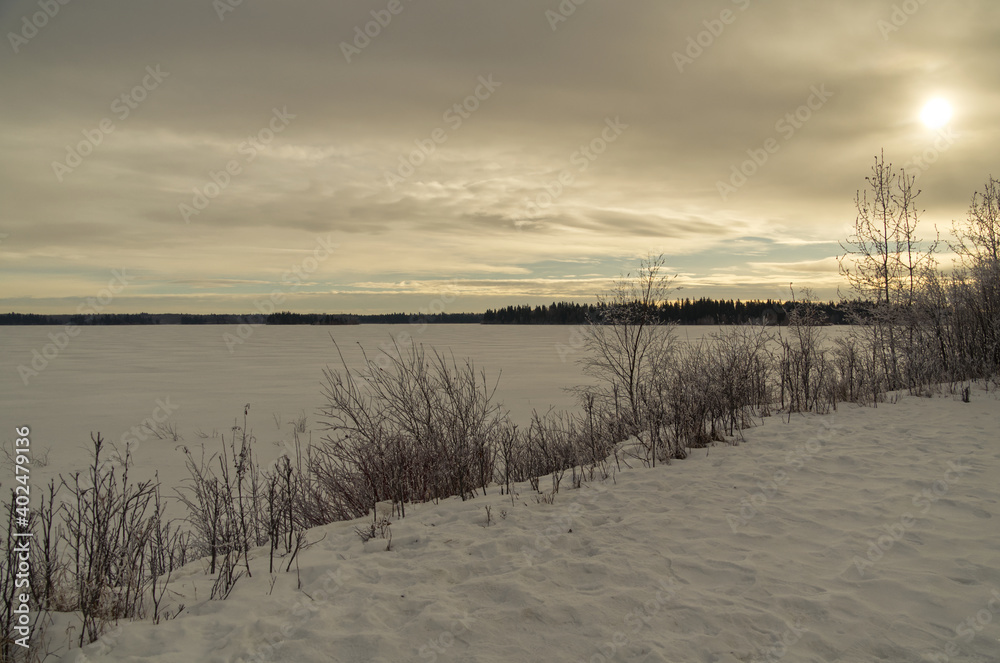 Astotin Lake Frozen in Winter Astotin Lake Frozen in Winter