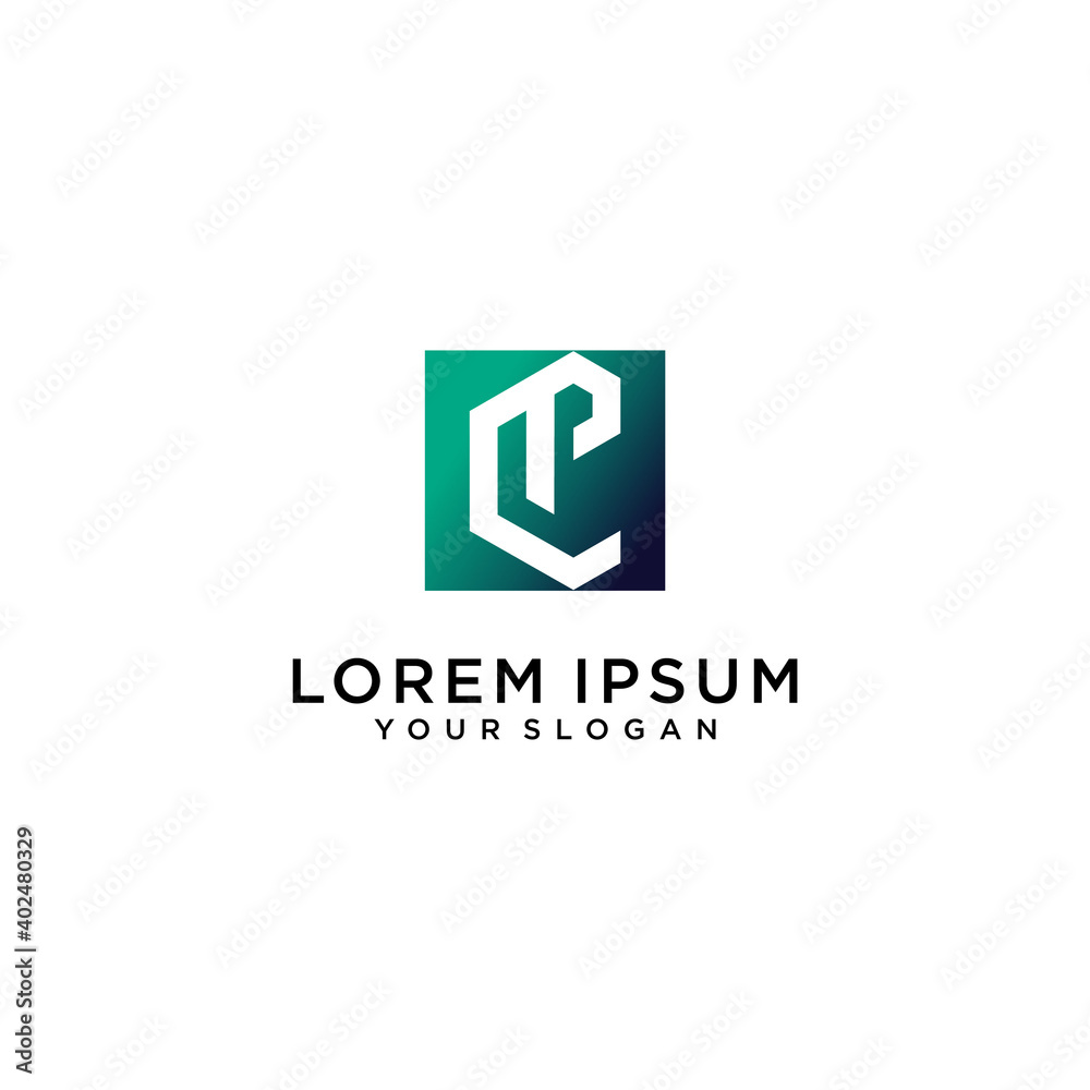 Monogram letter p and c logo design with bright colors and interesting shape. icons for business Premium Vector. part 3