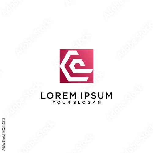 Monogram letter p and c logo design with bright colors and interesting shape. icons for business Premium Vector. part 5