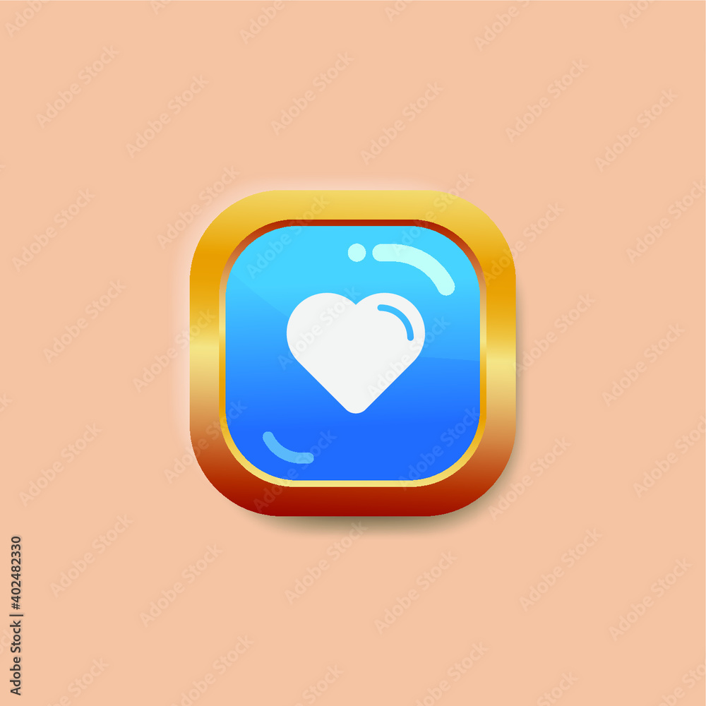 Heart Flat Icon on Square gold Internet Button Original Illustration. Vector Flat Icon Heart Flat Icon on Square gold Internet Button Original Illustration. Vector Flat Icon