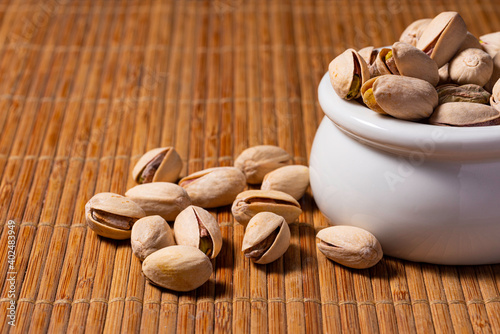 Bowl of Salted Organic Pistachios in shell