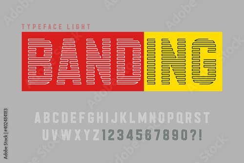 Original alphabet design, condensed letters and numbers.