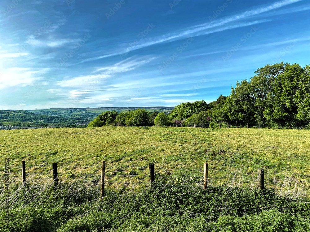 Landscape view, looking over toward the, Aire Valley, from the outskirts of, Bradford, Yorkshire, UK