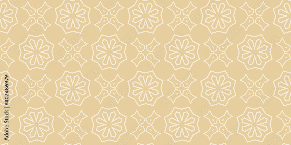 Stylish pattern on a gold background, retro. Seamless wallpaper texture